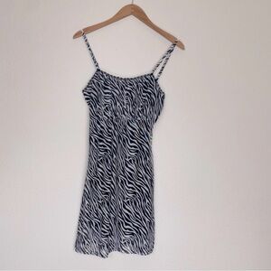 NWOT New Pretty Garbage Black Zebra Print Mesh Mini Dress Size Medium Streetwear
